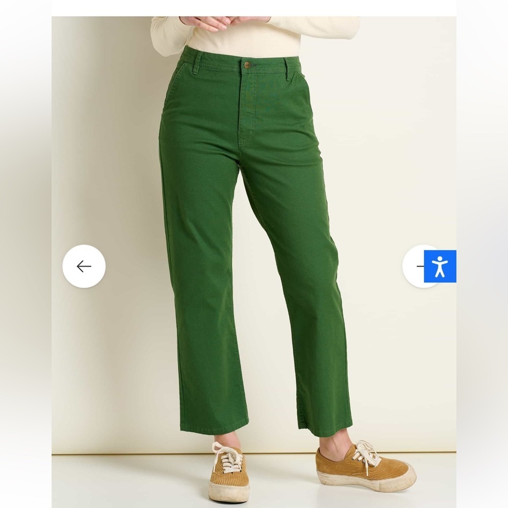 Toad&Co Deep Green Khakis Earthworks High Rise Pant